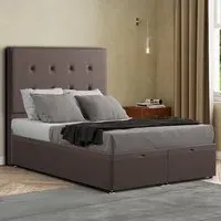 Darlington Single Ottoman Bed with Storage - Grey, Malham Weave