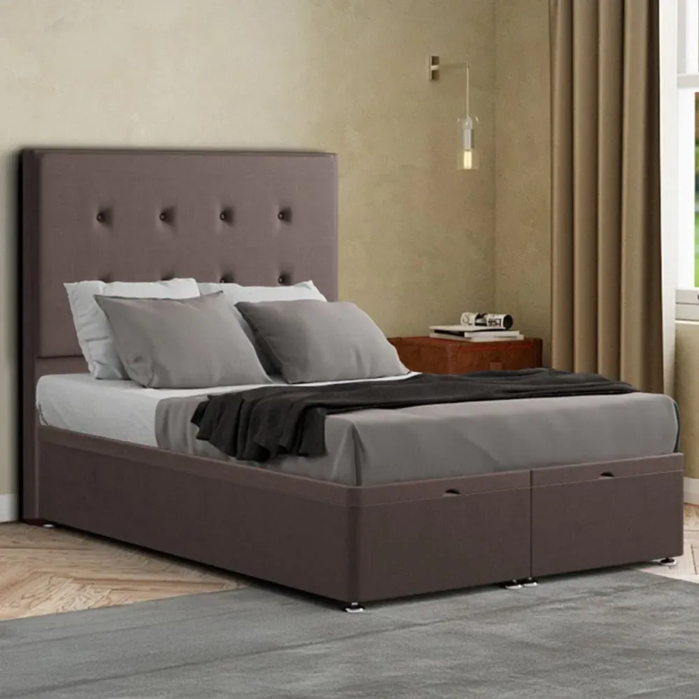 Darlington Single Ottoman Bed with Storage - Grey, Malham Weave