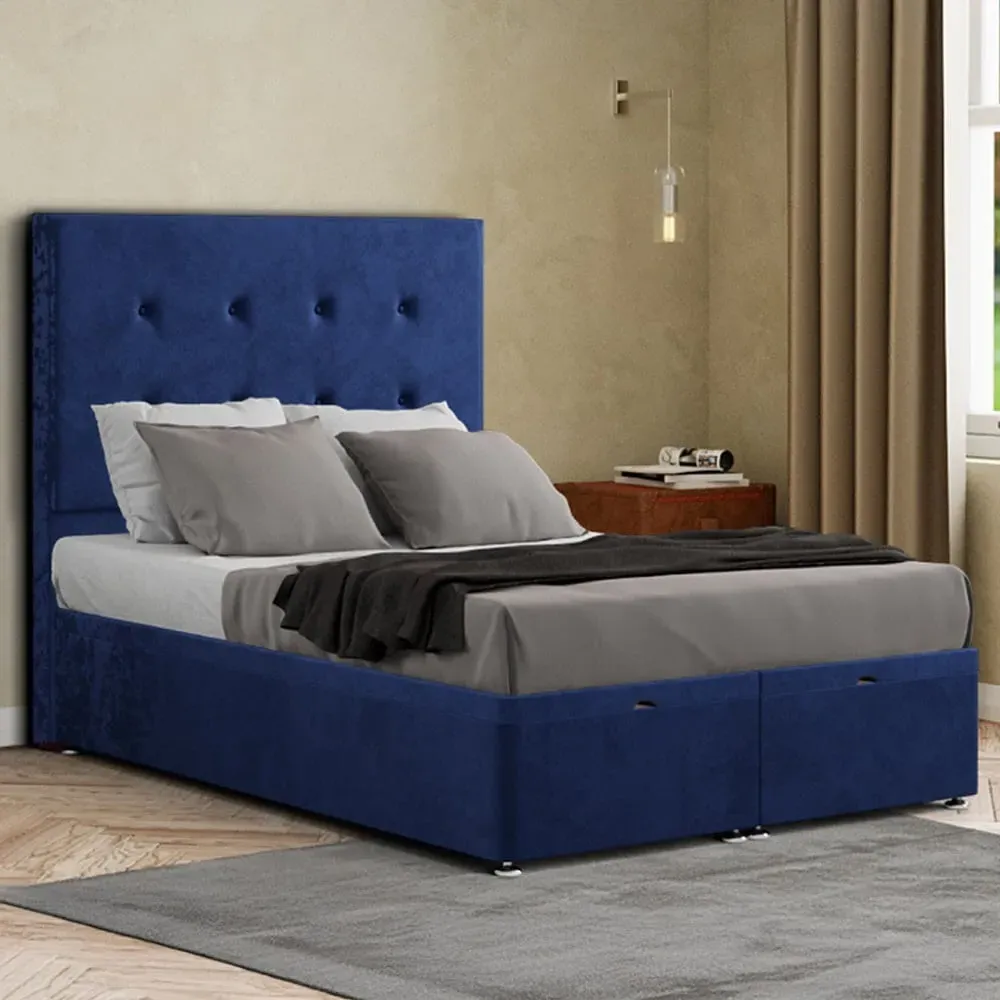 Darlington Single Ottoman Bed with Storage - Navy, Plush