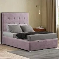 Darlington Single Ottoman Bed with Storage - Pink, Plush