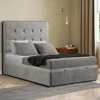 Darlington Single Ottoman Bed with Storage - Silver, Plush