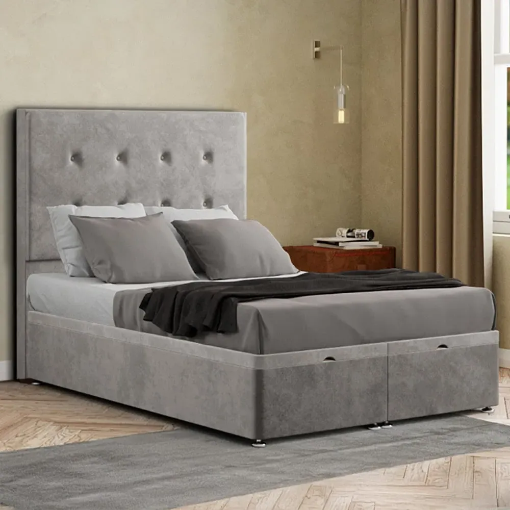 Darlington Single Ottoman Bed with Storage - Silver, Plush