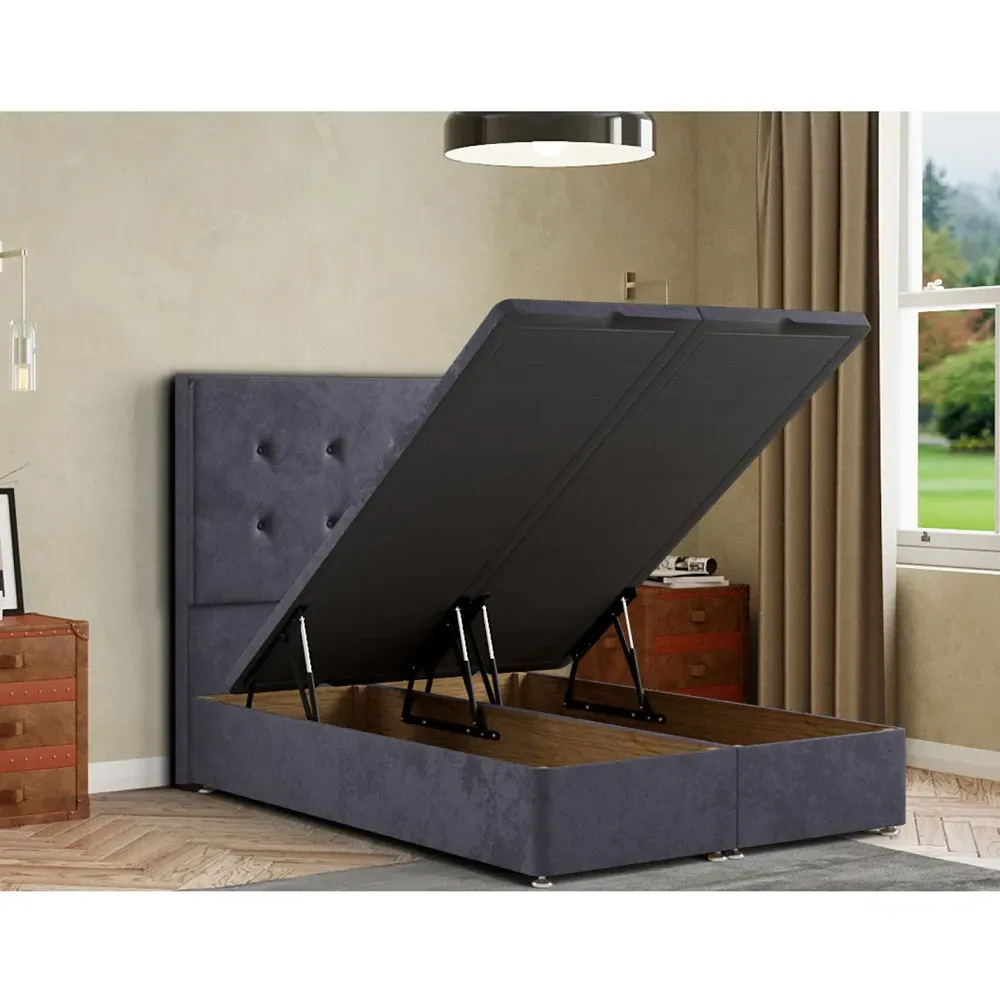 Darlington Single Ottoman Bed with Storage - Steel, Plush