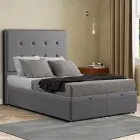 Darlington Small Double Ottoman Bed with Storage - Grey, Linen