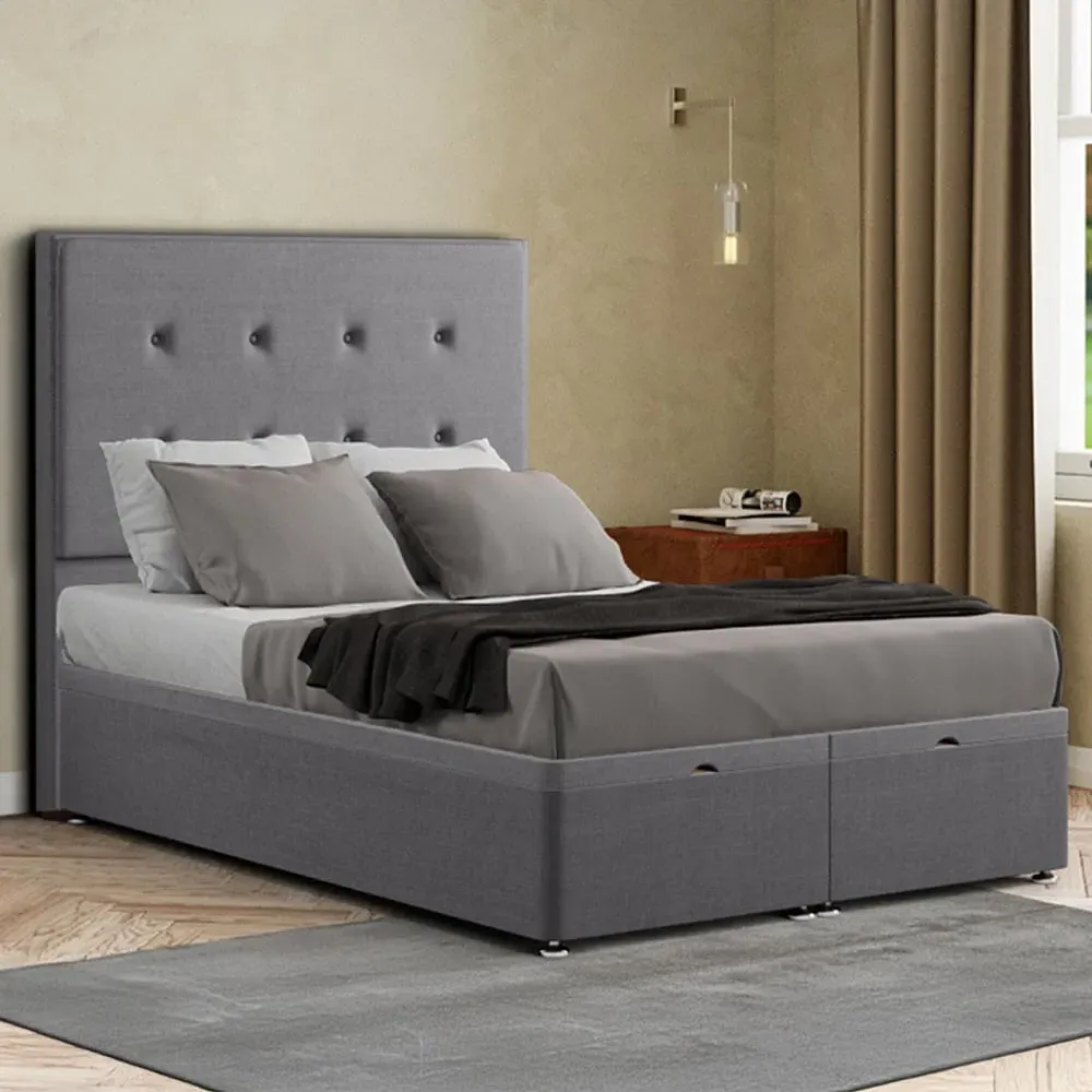 Darlington Small Double Ottoman Bed with Storage - Grey, Linen image