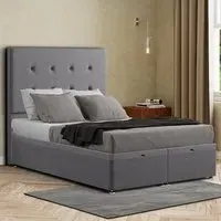 Darlington Super King Ottoman Bed with Storage - Grey, Linen