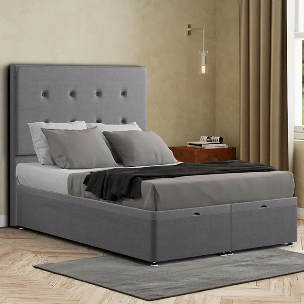 Darlington Super King Ottoman Bed with Storage - Grey, Linen