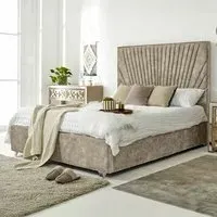 Dawn Double Bed Frame with Headboard - Oatmeal, Marble Fabric