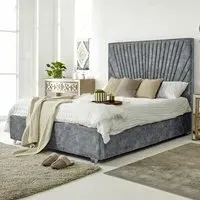 Dawn King Size Bed Frame with Headboard - Silver, Marble Fabric