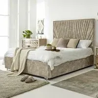 Dawn Single Bed Frame with Headboard - Cream, Marble Fabric