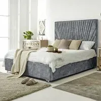 Dawn Single Bed Frame with Headboard - Silver, Marble Fabric