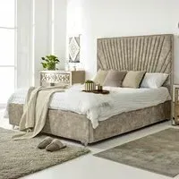 Dawn Small Double Bed Frame with Headboard - Mink, Marble Fabric