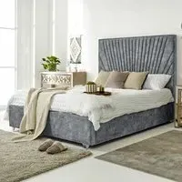 Dawn Super King Size Bed Frame with Headboard - Silver, Marble Fabric