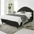 Elysium Double Bed Frame with Curved Winged Headboard - Black, Velvet