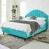 Elysium Double Bed Frame with Curved Winged Headboard - Blue, Velvet