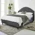 Elysium King Size Bed Frame with Curved Headboard - Grey, Velvet