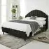 Elysium King Size Bed Frame with Curved Winged Headboard - Black, Velvet