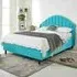 Elysium King Size Bed Frame with Curved Winged Headboard - Blue, Velvet