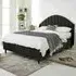 Elysium Single Bed Frame with Curved Winged Headboard - Black, Velvet