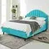 Elysium Single Bed Frame with Curved Winged Headboard - Blue, Velvet