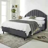 Elysium Small Double Bed Frame with Curved Headboard - Grey, Velvet