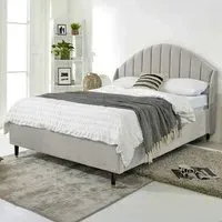 Elysium Small Double Bed Frame with Curved Headboard - Silver, Velvet