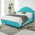 Elysium Small Double Bed Frame with Curved Winged Headboard - Blue, Velvet