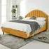 Elysium Small Double Bed Frame with Curved Winged Headboard - Mustard, Velvet