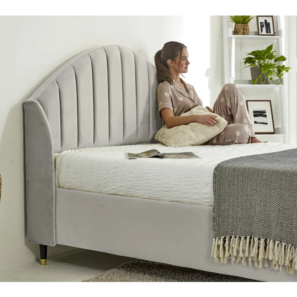 Elysium Super King Size Bed Frame with Curved Headboard - Silver, Velvet