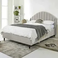 Elysium Super King Size Bed Frame with Curved Headboard - Silver, Velvet