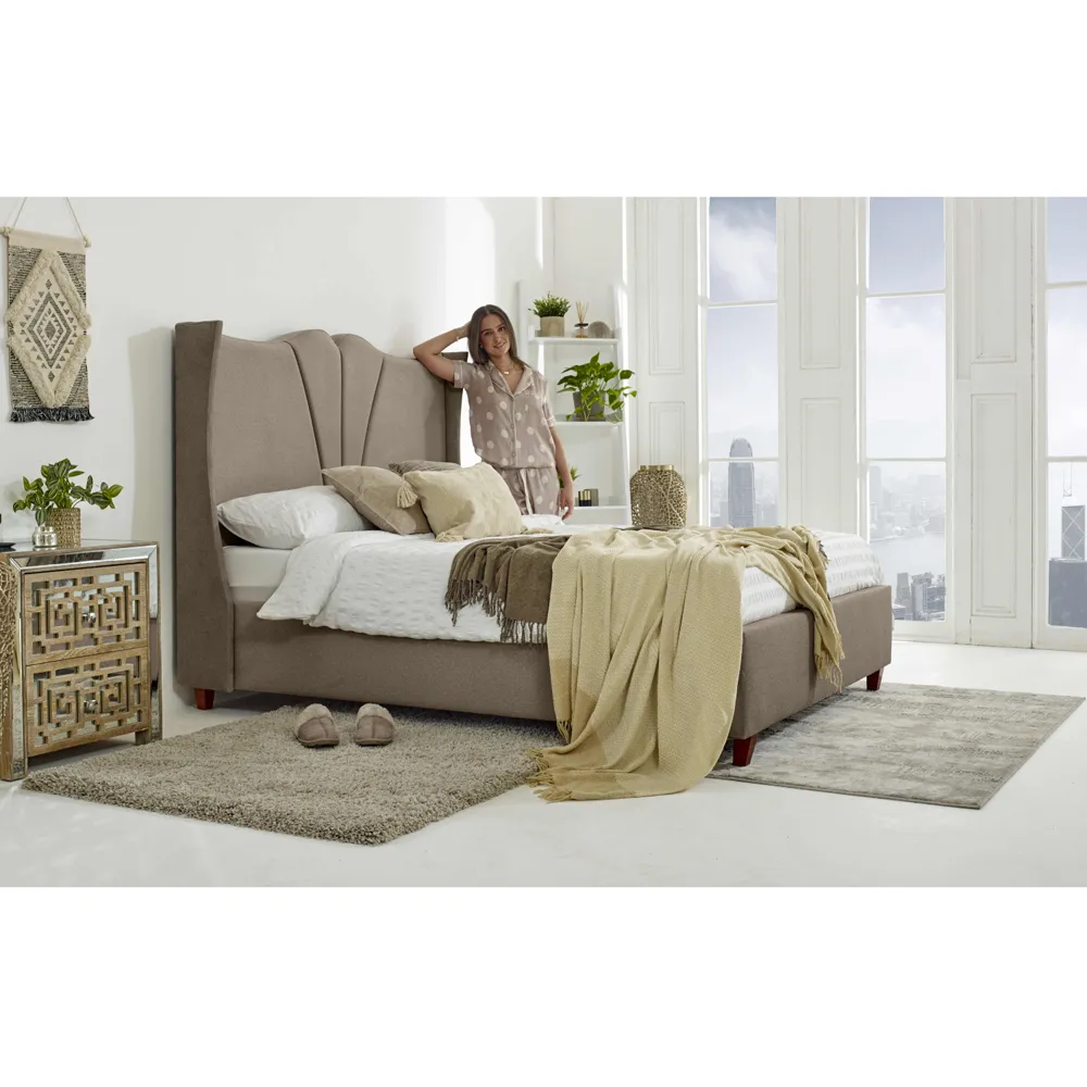 Florentine Double Arlington Fabric Bed Frame - Mink