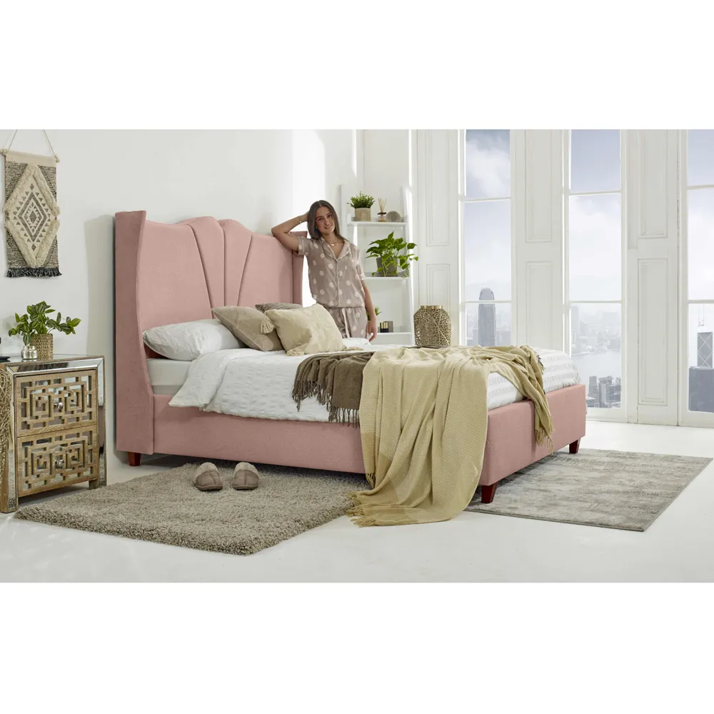 Florentine Double Arlington Fabric Bed Frame - Pink