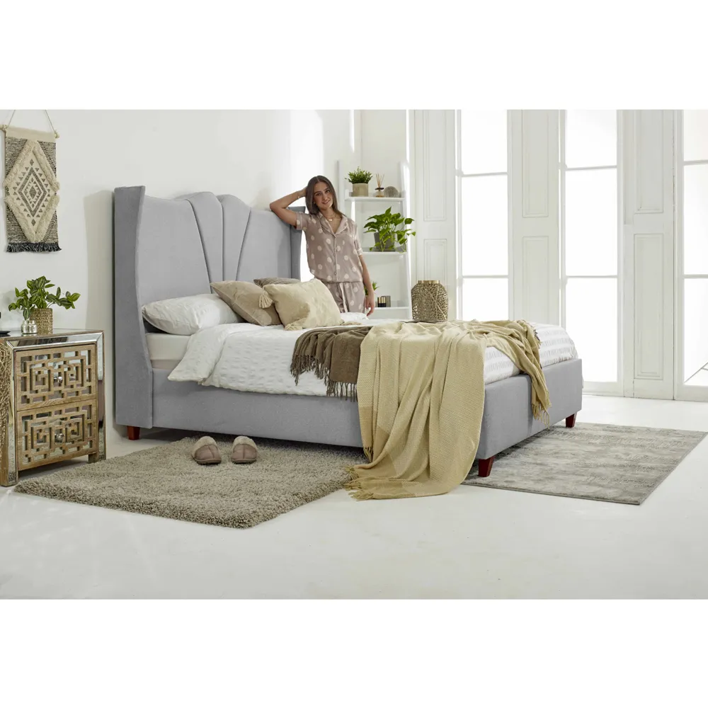 Florentine Double Arlington Fabric Bed Frame - Silver