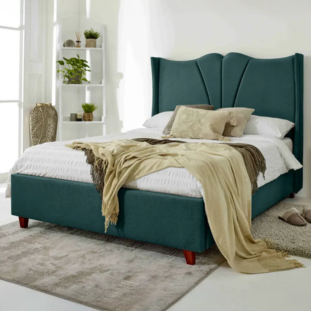 Florentine Double Green Arlington Fabric Bed Frame - Green