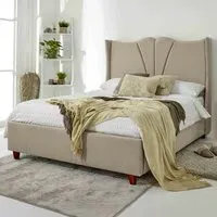 Florentine Double Pearl Arlington Fabric Bed Frame - Cream