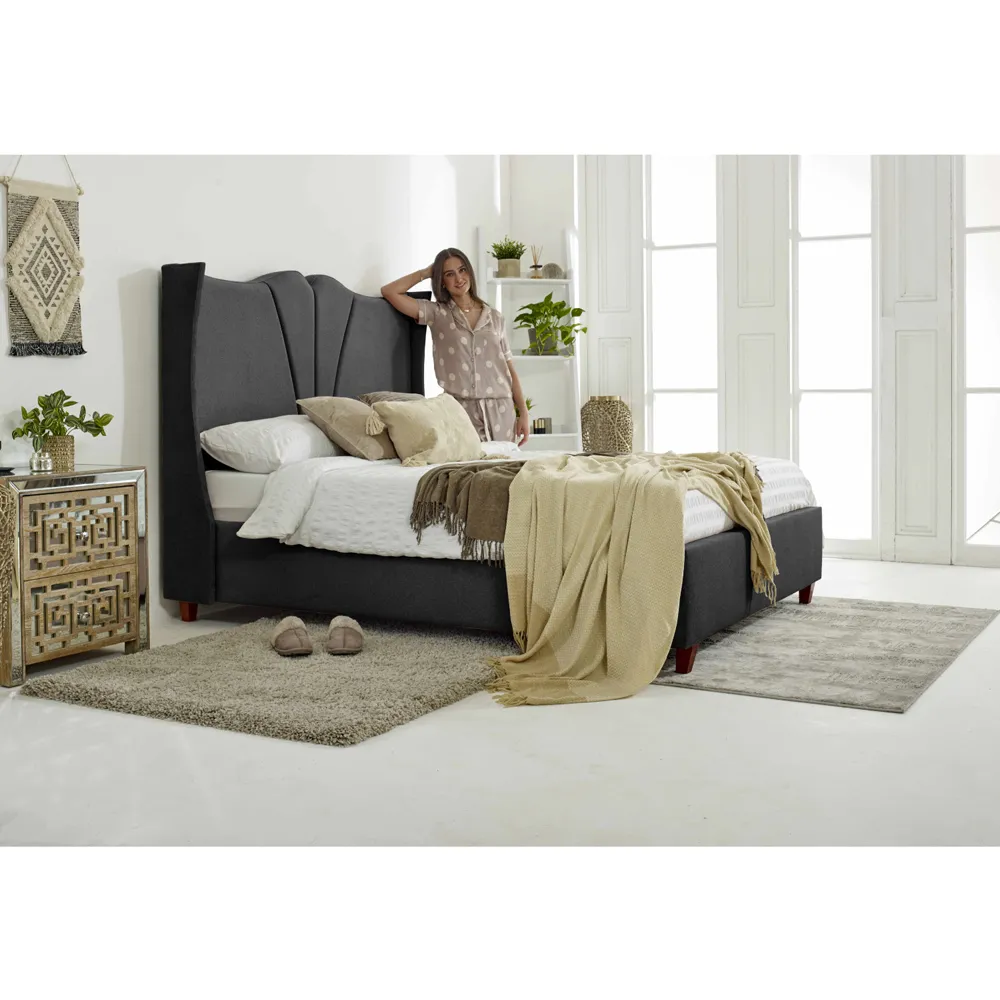 Florentine Double Steel Arlington Fabric Bed Frame - Grey