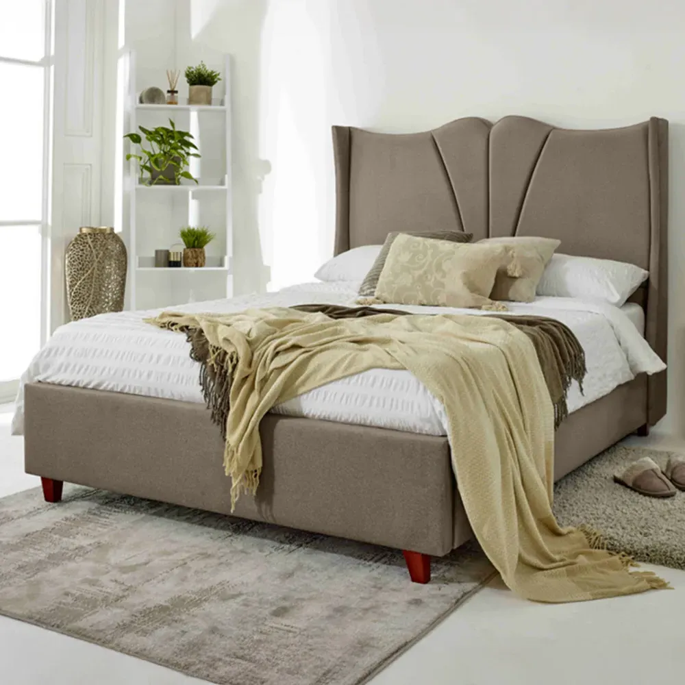 Florentine King Size Steel Arlington Fabric Bed Frame - Cream