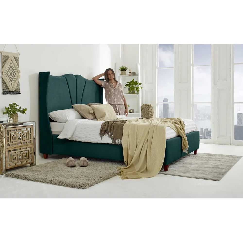 Florentine Single Arlington Fabric Bed Frame - Green