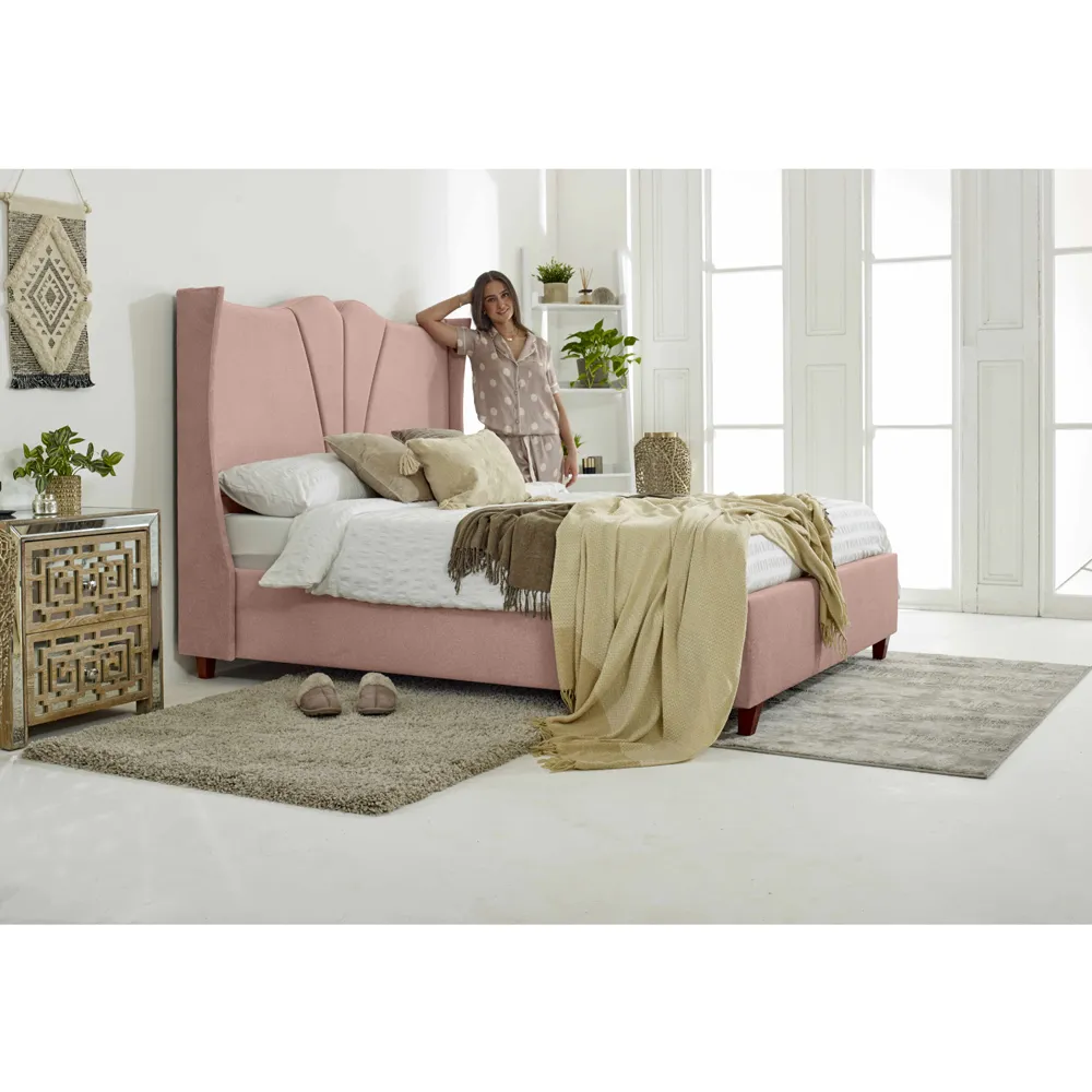 Florentine Single Pink Arlington Fabric Bed Frame - Pink