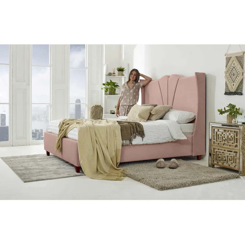 Florentine Small Double Arlington Fabric Bed Frame - Pink