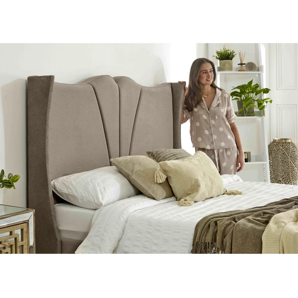 Florentine Small Double Mink Arlington Fabric Bed Frame - Cream