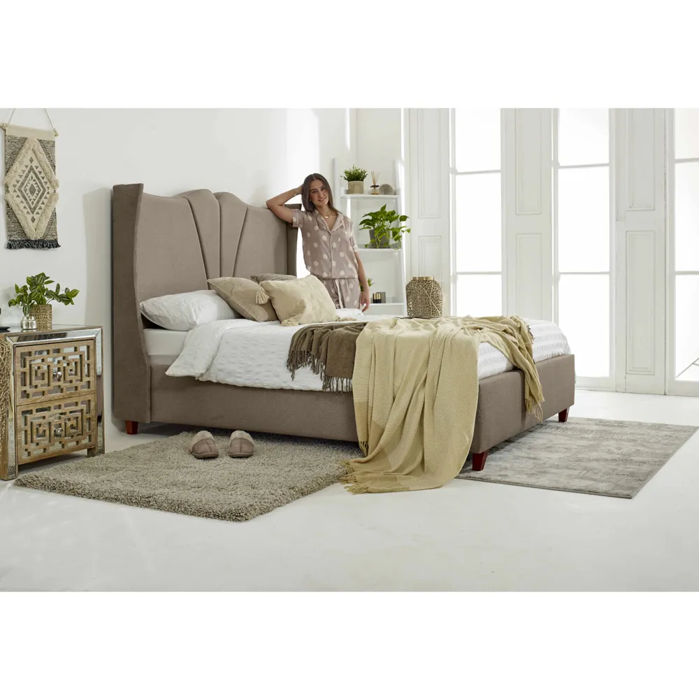 Florentine Small Double Mink Arlington Fabric Bed Frame - Cream