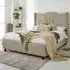 Florentine Small Double Pearl Arlington Fabric Bed Frame - Cream