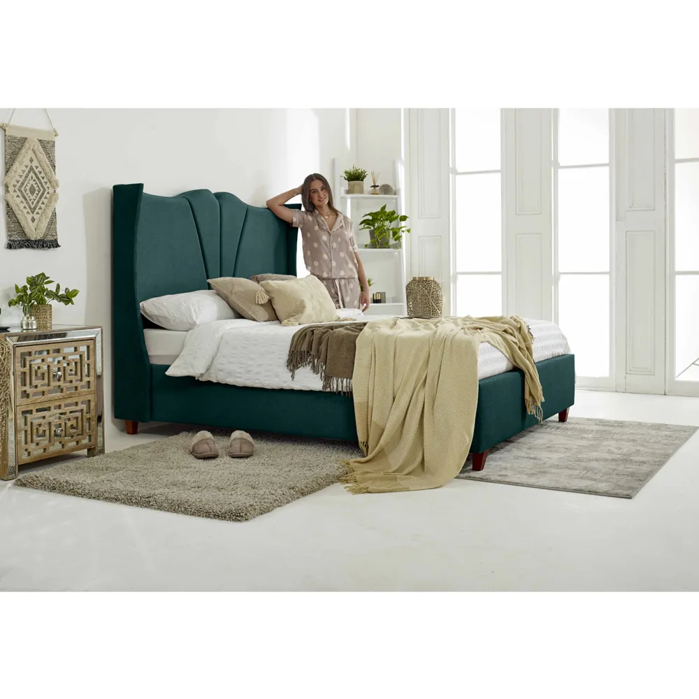 Florentine Small Double Steel Arlington Fabric Bed Frame - Green