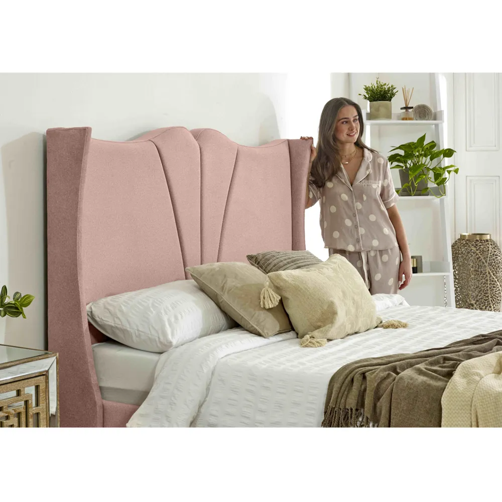 Florentine Super King Size Arlington Fabric Bed - Pink