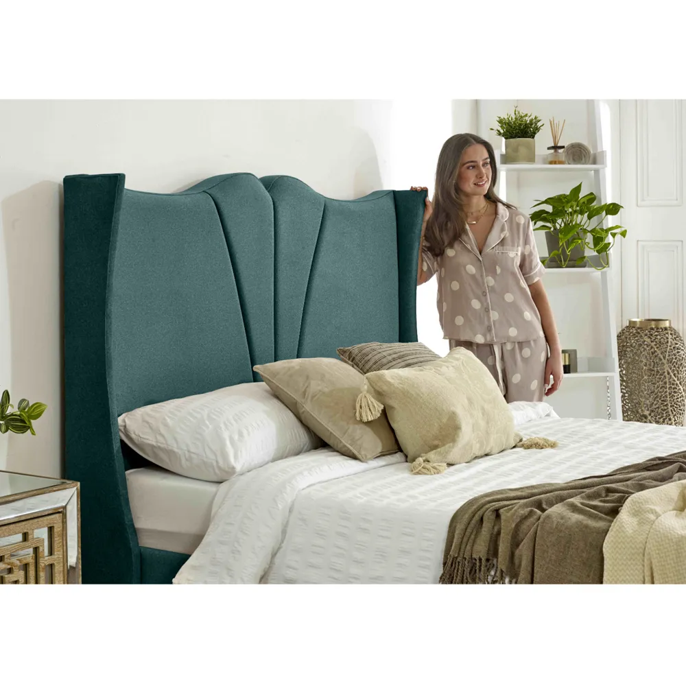 Florentine Super King Steel Arlington Fabric Bed Frame - Green