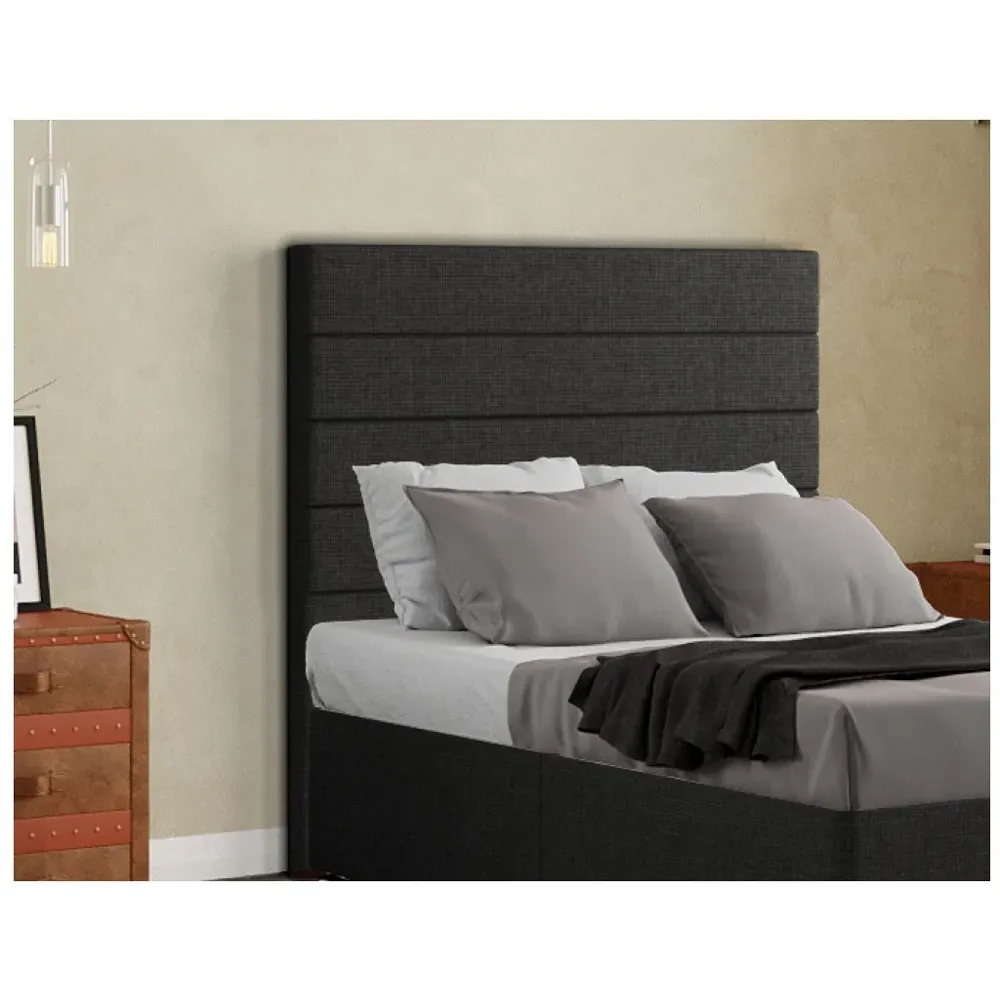 George Double Floor Standing Headboard - Black, Linen