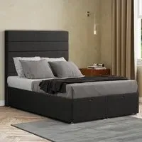 George Double Ottoman Bed with Storage - Black, Linen