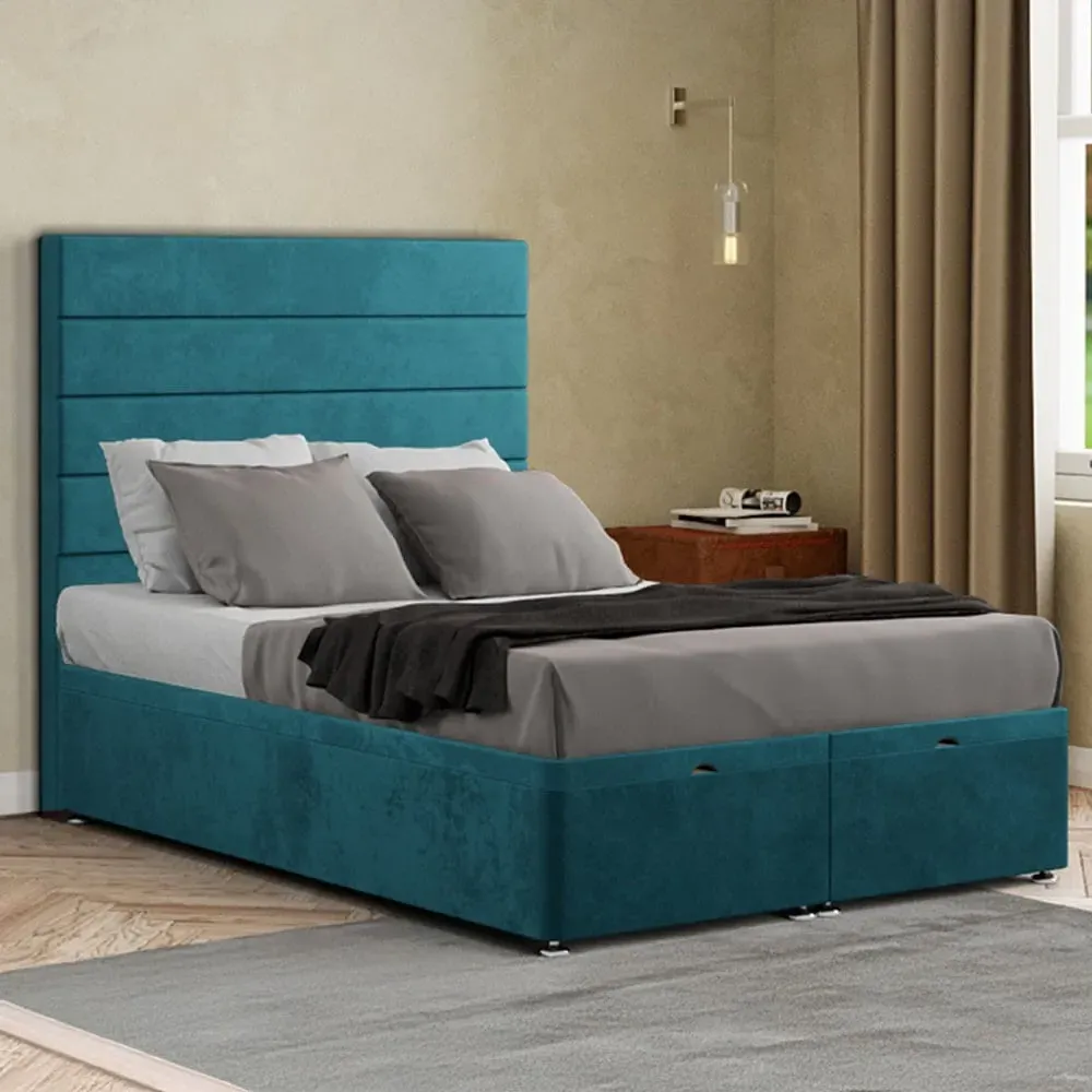 George Double Ottoman Bed with Storage - Emerald, Plush