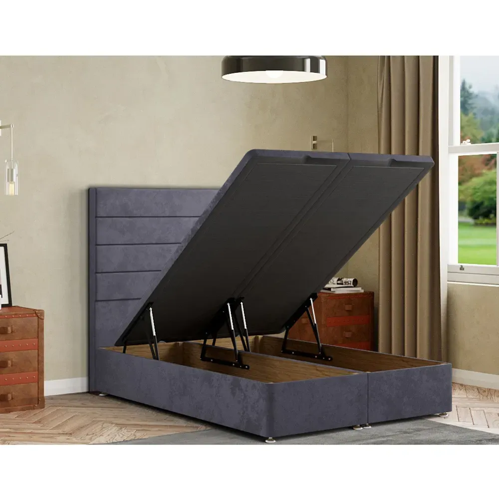 George Double Ottoman Bed with Storage - Grey, Plush